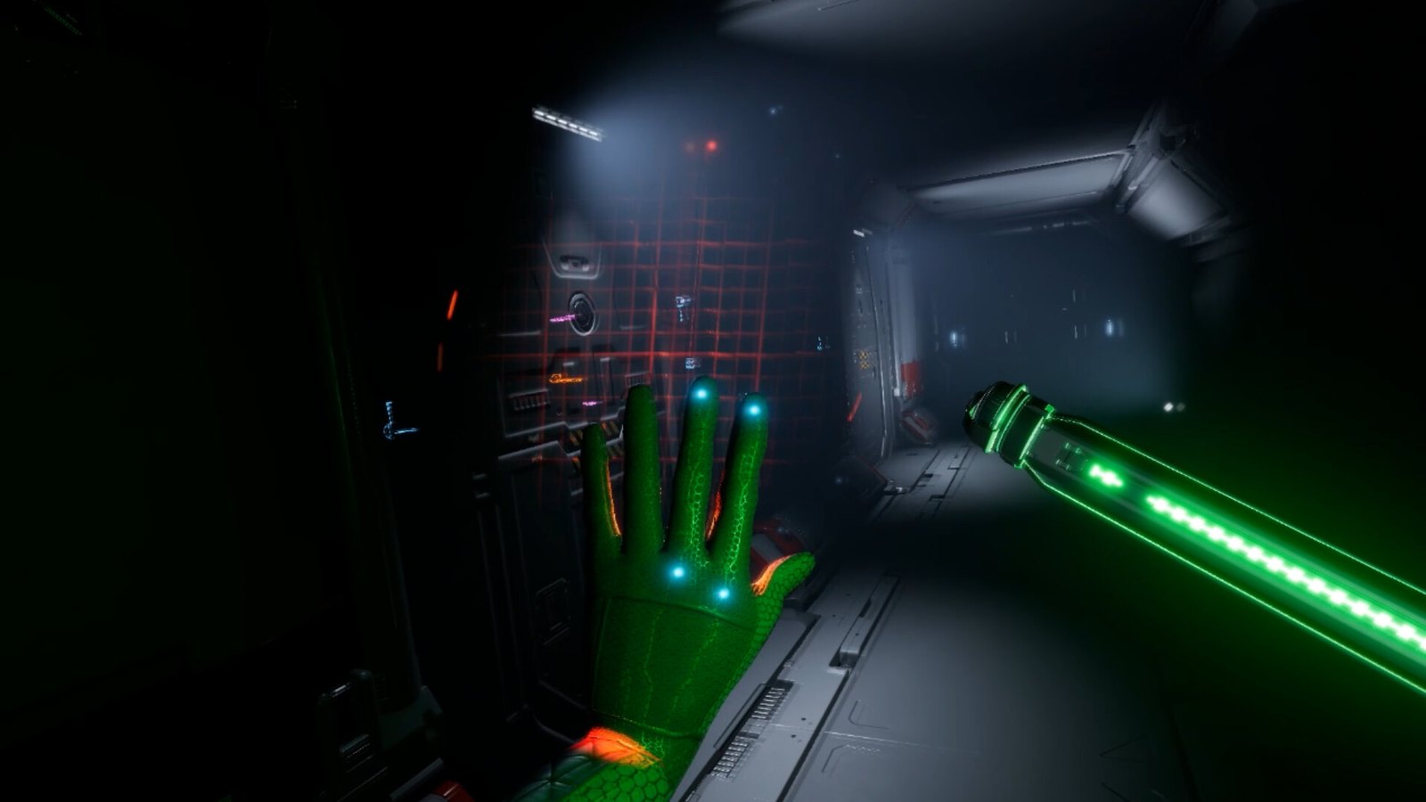 CryoDeath VR, lighting the way through a dead corridor